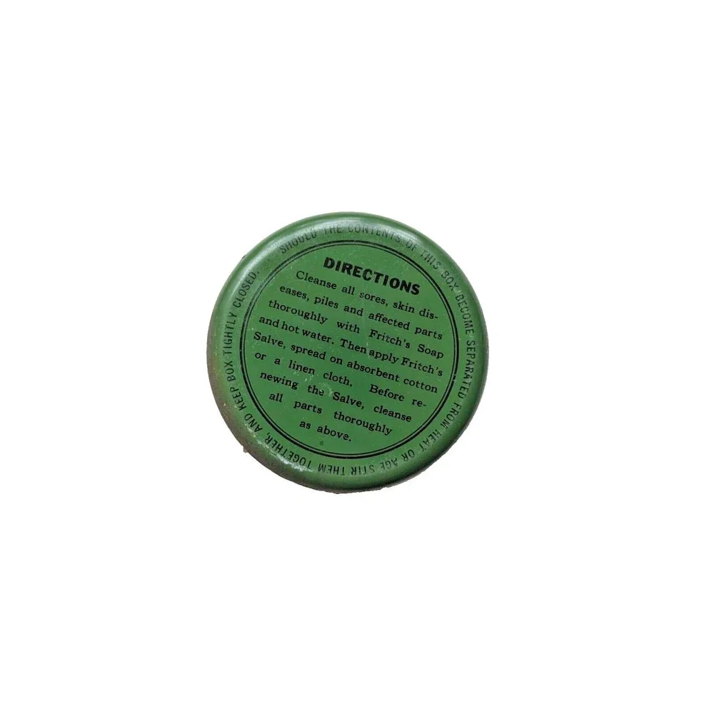 Vintage Fritch's Salve Tin‎ Medicine Container J.A. Fritch Middletown OH Camphor